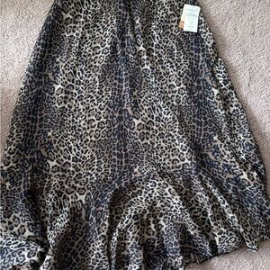 Coldwater Creek High Low Skirt in Black and Tan Animal Print